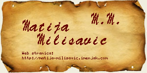 Matija Milisavić vizit kartica